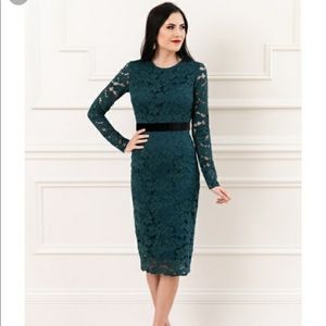 Rachell Parcell Emerald Lace Dress Size S